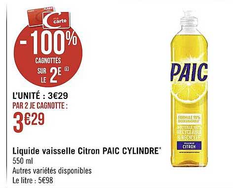 liquide vaisselle citron paic cylindre