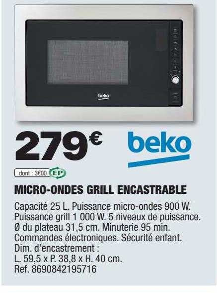 micro-ondes grill encastrable beko