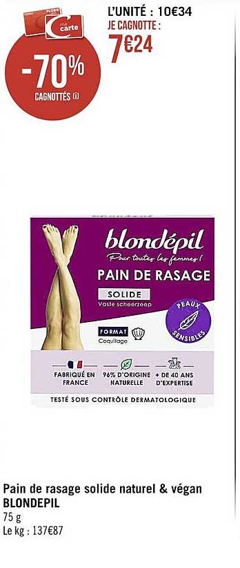pain de rasage solide naturel & végan blondépil