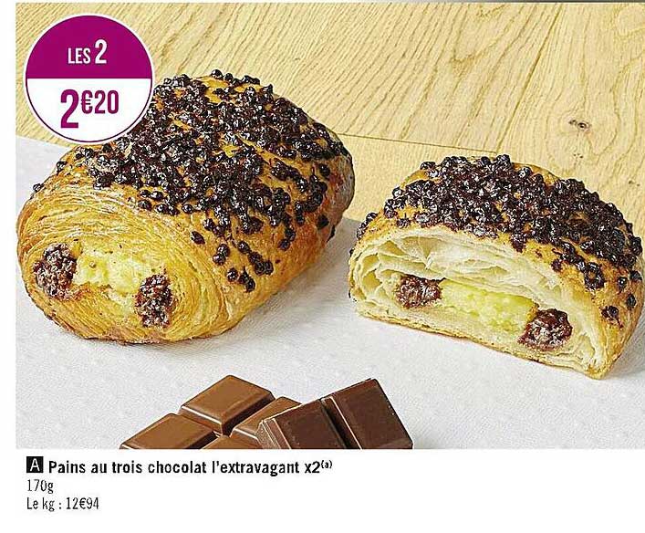 pains au trois chocolat l'extravagant x2