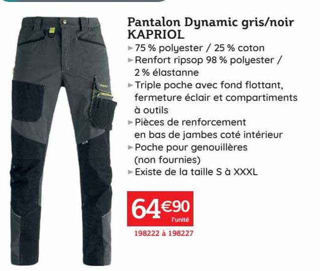 pantalon dynamic gris-noir kapriol