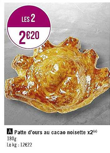 patte d'ours au cacao noisette x2