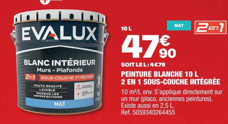 peinture blanche 10l 2 en 1 sous-couche intégrée
