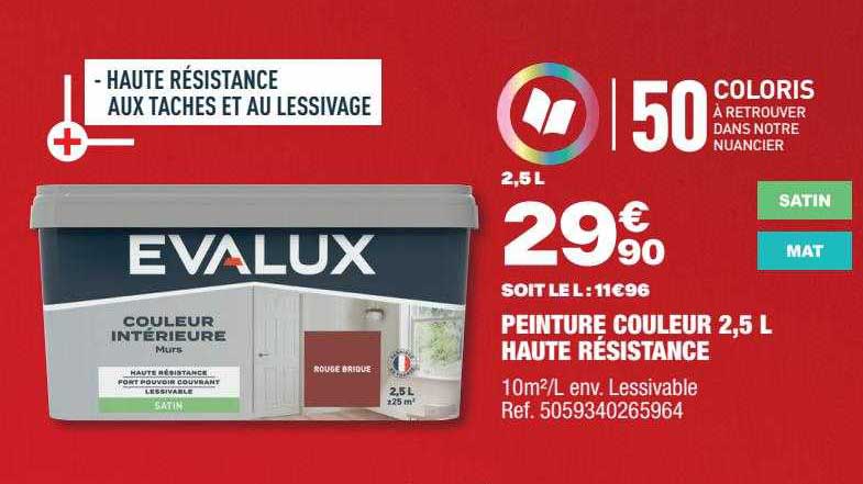 Peinture Couleur 2,5l Haute Résistance Evalux