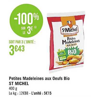 petites madeleines aux oeufs bio st michel