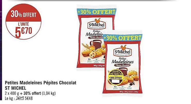 petites madeleines pépites chocolat st michel