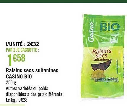 Raisins Secs Sultanines Casino Bio