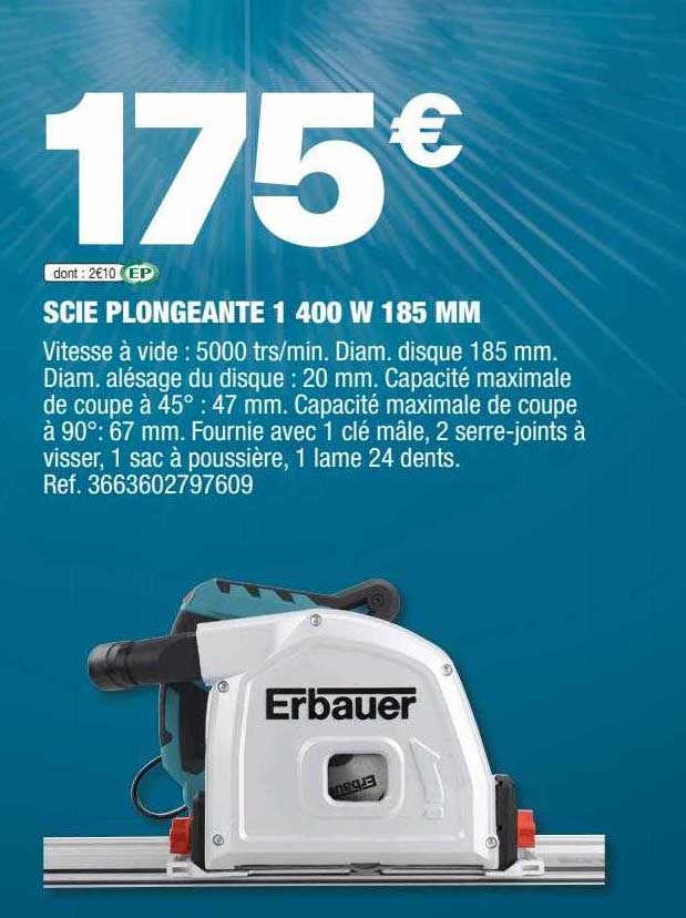 Scie Plongeante 1400w 185 Mm Erbauer