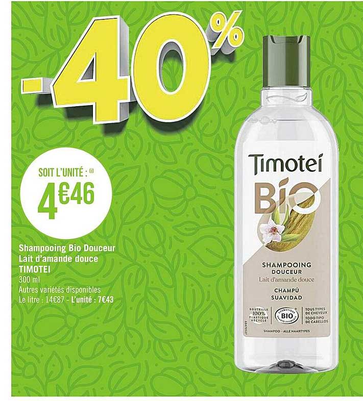 shampooing bio douceur lait d'amande douce timotei