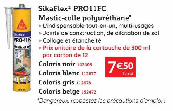 sika flex pro11fc mastic-colle polyréthane