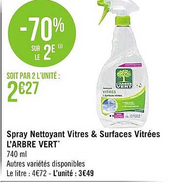 spray nettoyant vitres & surfaces vitrées l'arbre vert
