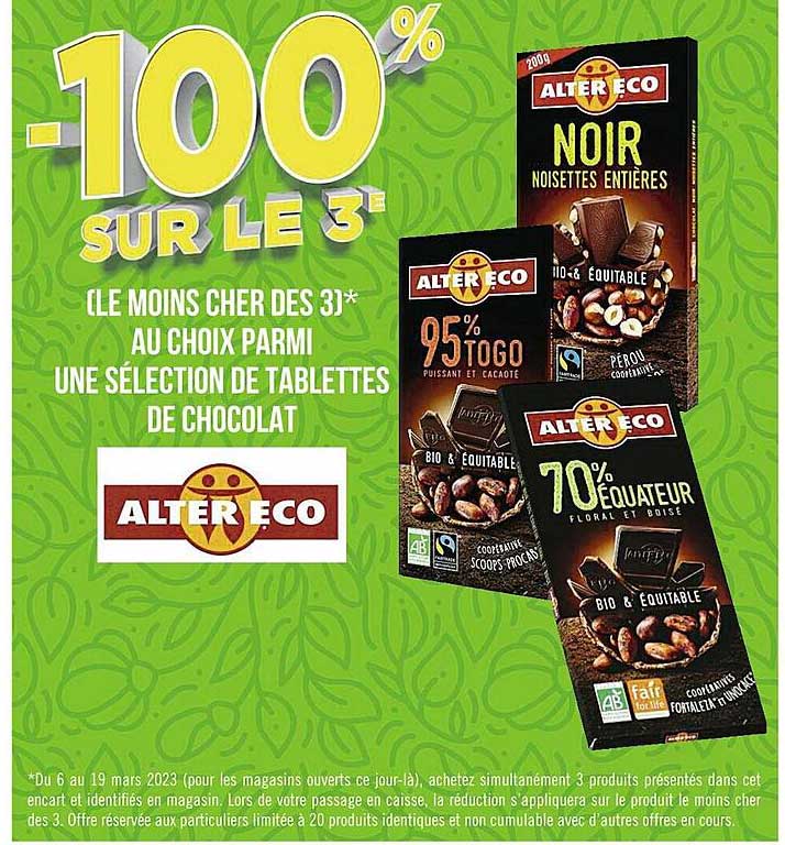 tablettes de chocolat alter eco