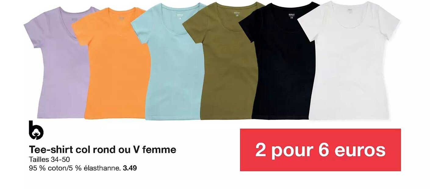 tee-shirt col rond ou v femme