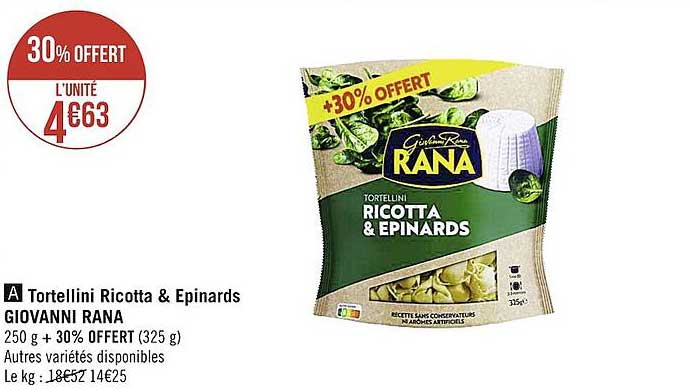 tortellini ricotta & épinards giovanni rana