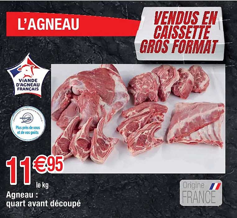 agneau : quart avant découpé