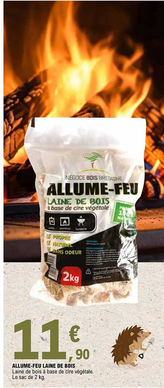 allume-feu laine de bois