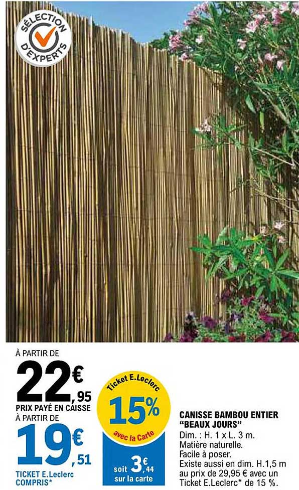 canisse bambou entier "beaux jours"