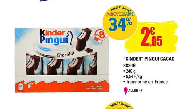 "kinder" Pingui Cacao 8 X 30 G