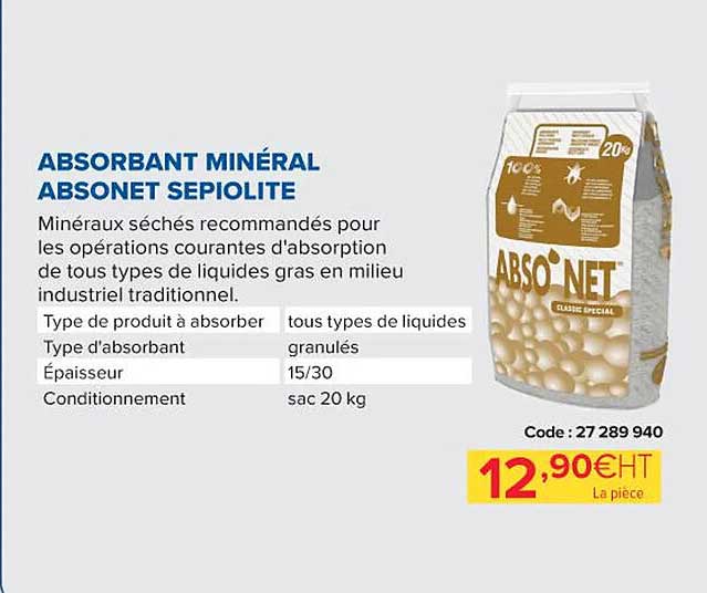 absorbant minéral absonet sepiolite