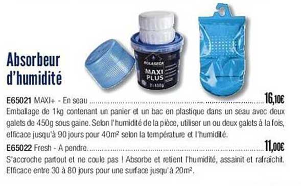 absorbeur d'humidité maxi+ en seau, fresh à prendre