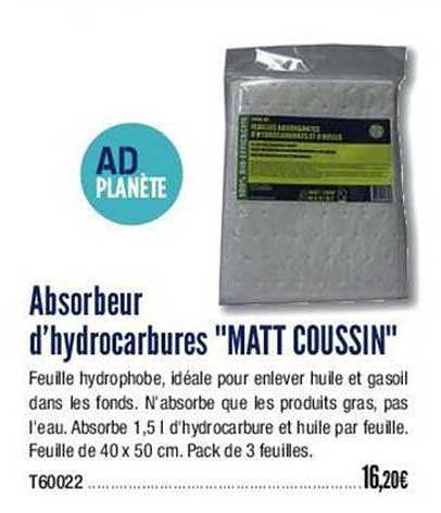 absorbeur d'hydrocarbures "matt coussin"