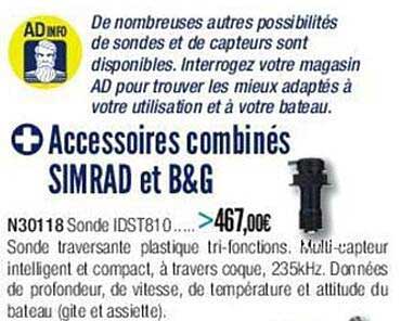 accessoires combinés simrad et b&g sonde idst810