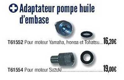 adaptateur pompe huile d'embase