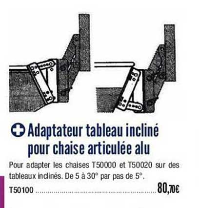 adaptateur tableau incliné pour chaise articulée alu