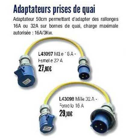 adaptateurs prises de quai
