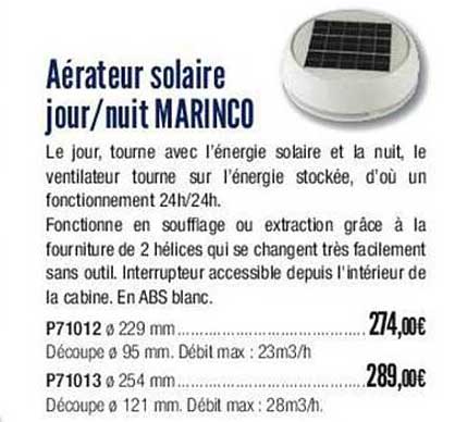 aérateur solaire jour/nuit marinco