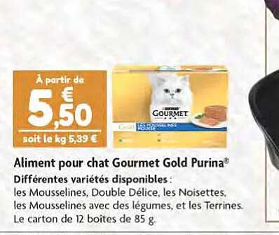 aliment pour chat gourmet gold purina  différentes variétés disponible