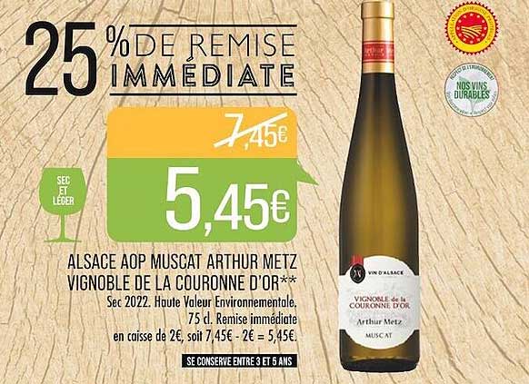 alsace aop muscat arthur metz vignoble de la couronne d'or