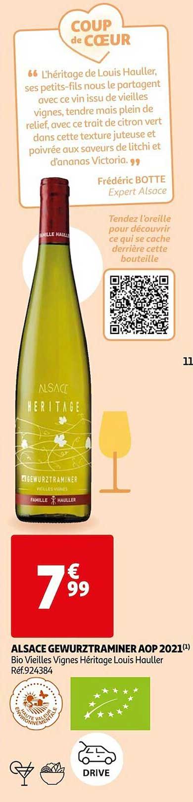 alsace gewurztraminer aop 2021 bio vieilles héritage louis hauller