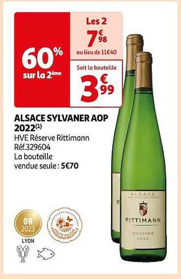 Alsace Sylvaner Aop 2022 Hve Réserve Rittimann
