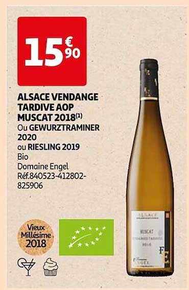 alsace vendange tardive aop muscat 2018 ou gewurztraminer 2020 ou riesling 2019 bio domaine engel