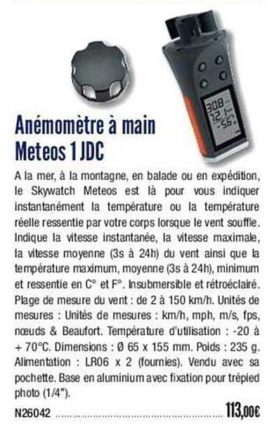 anémomètre à main meteos 1 jdc