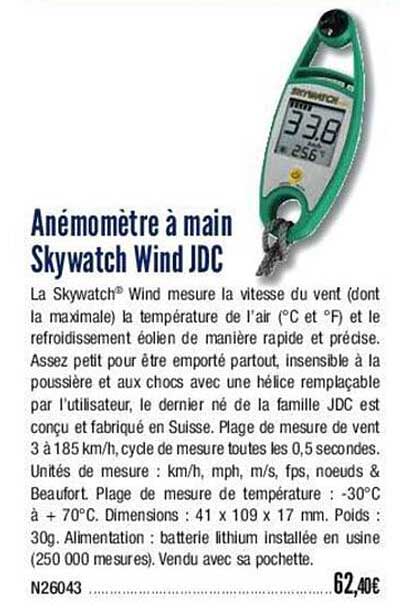 anémomètre à main skywatch wind jdc
