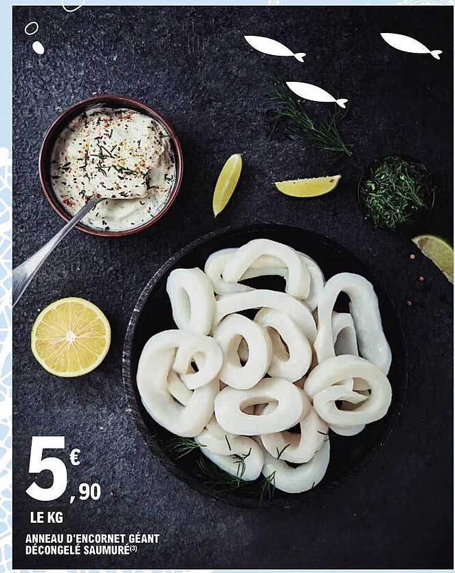 anneau d'encornet géant décongelé saumuré