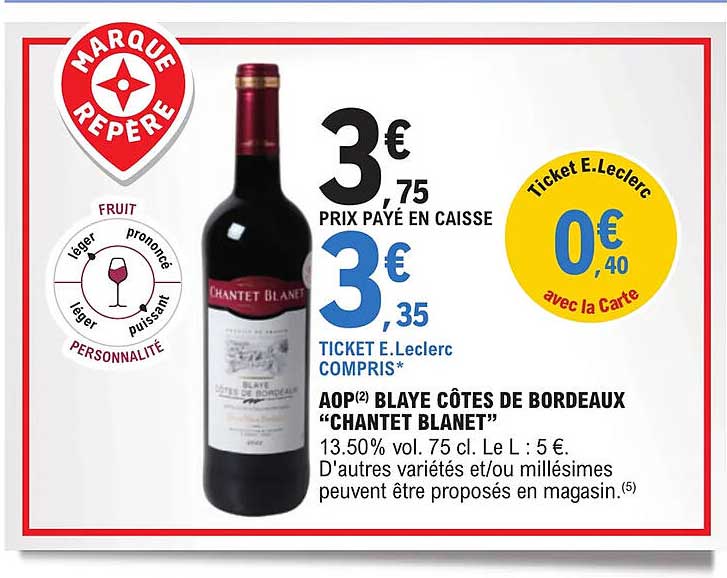 aop blaye côtes de bordeaux "chantet blanet"