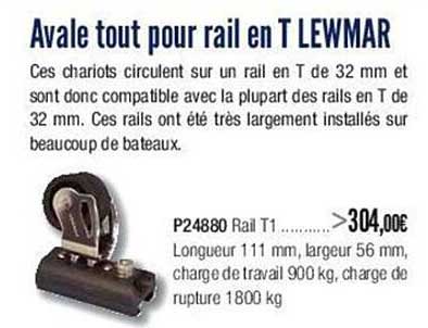 avale tout pour rail en lewmar