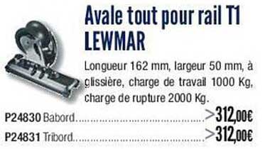 avale tout pour rail t1 lewmar