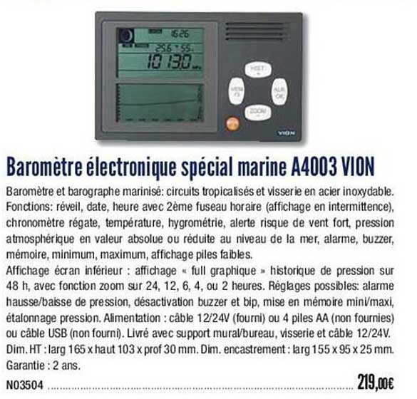 baromètre électronique spécial marine a4003 vion