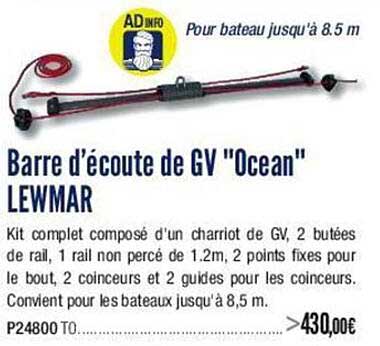 barre d'écoute de gv "ocean" lewmar