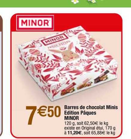 barres de chocolat minis édition pâques minor