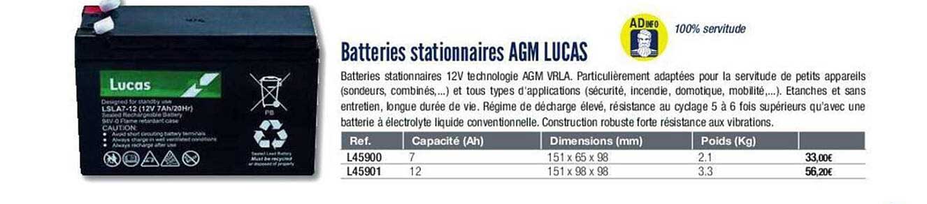 batterie stationnaires agm lucas