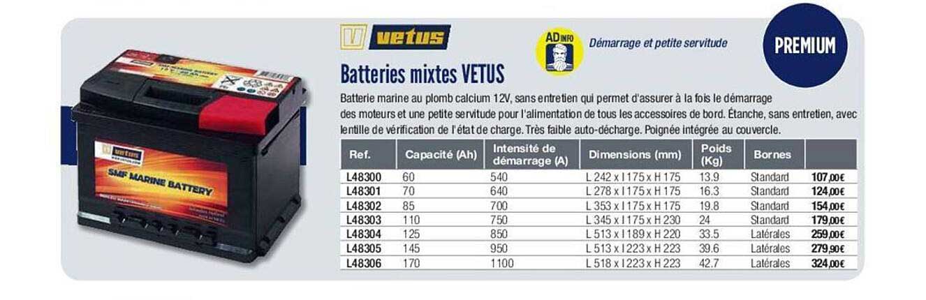 batteries mixtes vetus