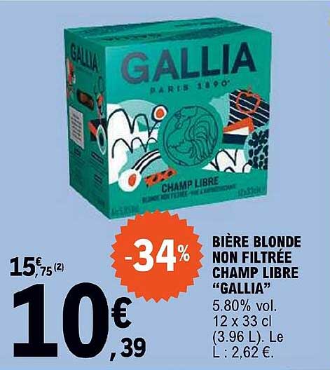 bière blonde non filtrée champ libre "gallia"
