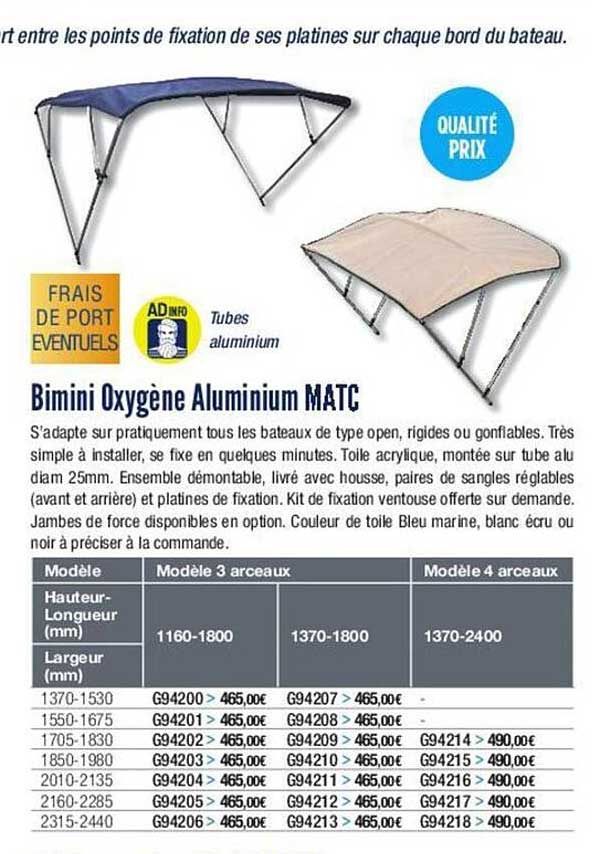 bimini oxygène aluminium matc