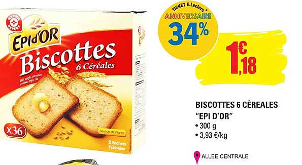 biscottes 6 céréales "épi d'or"