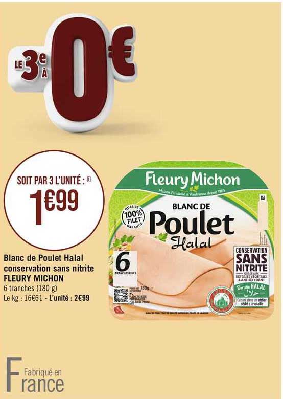blanc de poulet halal conservation sans nitrite fleury michon